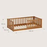 Bodenbett für das Kinderzimmer in Walnuss 70x140 cm aus der Nid Kollektion von Petite Amélie