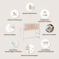 Beistellbett Baby Wiege in Naturholz und Weiss von Petite Amélie