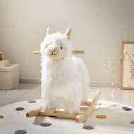 Holz Schaukelpferd Alpaka in weiss von Petite Amélie