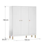 Kleiderschrank 3-türig in Weiss aus Holz von Petite Amélie