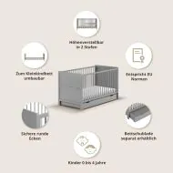 Mitwachsendes Babybett aus Holz in Grau von Petite Amélie