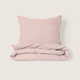 Bettwäsche-Set 120 x 150 cm «Striped» | Off-White & Rosa 