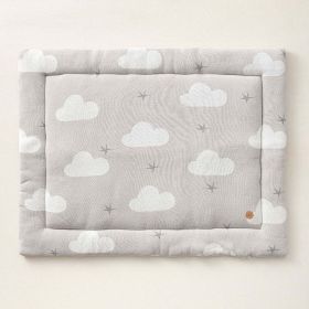 Baby Krabbeldecke 100x80 cm | Hellgrau mit Wolken und Sternen