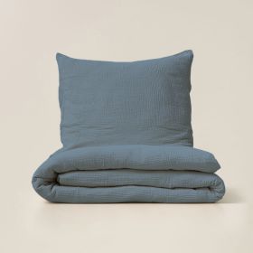 BETTWÄSCHE-SET | 120 x 150 CM | MUSSELIN BAUMWOLLE | JEANSBLAU