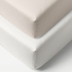 2er-Pack Spannbettlaken für Beistellbett 40/45x90 cm| Weiß & Helles Taupe