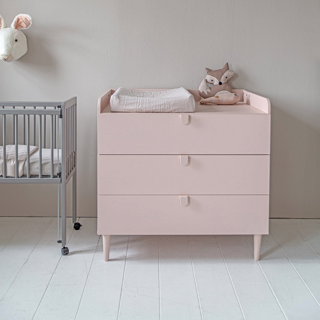 Wickelkommode «ÉTOILE» inkl. Aufsatz, rosa