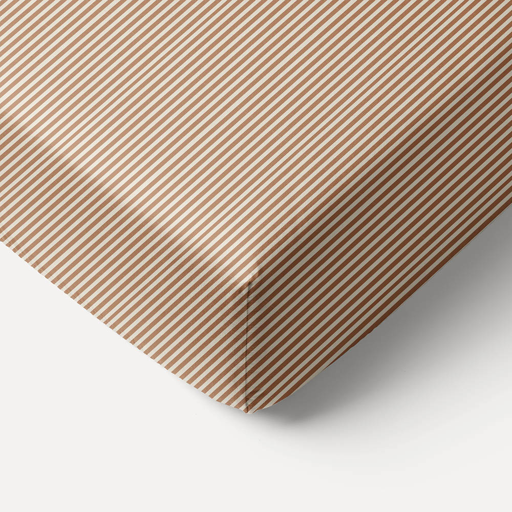SPANNBETTLAKEN 90 X 200 CM «STRIPED» | BEIGE UND KARAMEL
