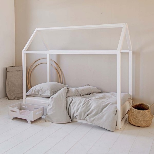 Hausbett 160x80 «MAISON» | Weiß | INKLUSIVE SCHAUMSTOFFMATRAZE