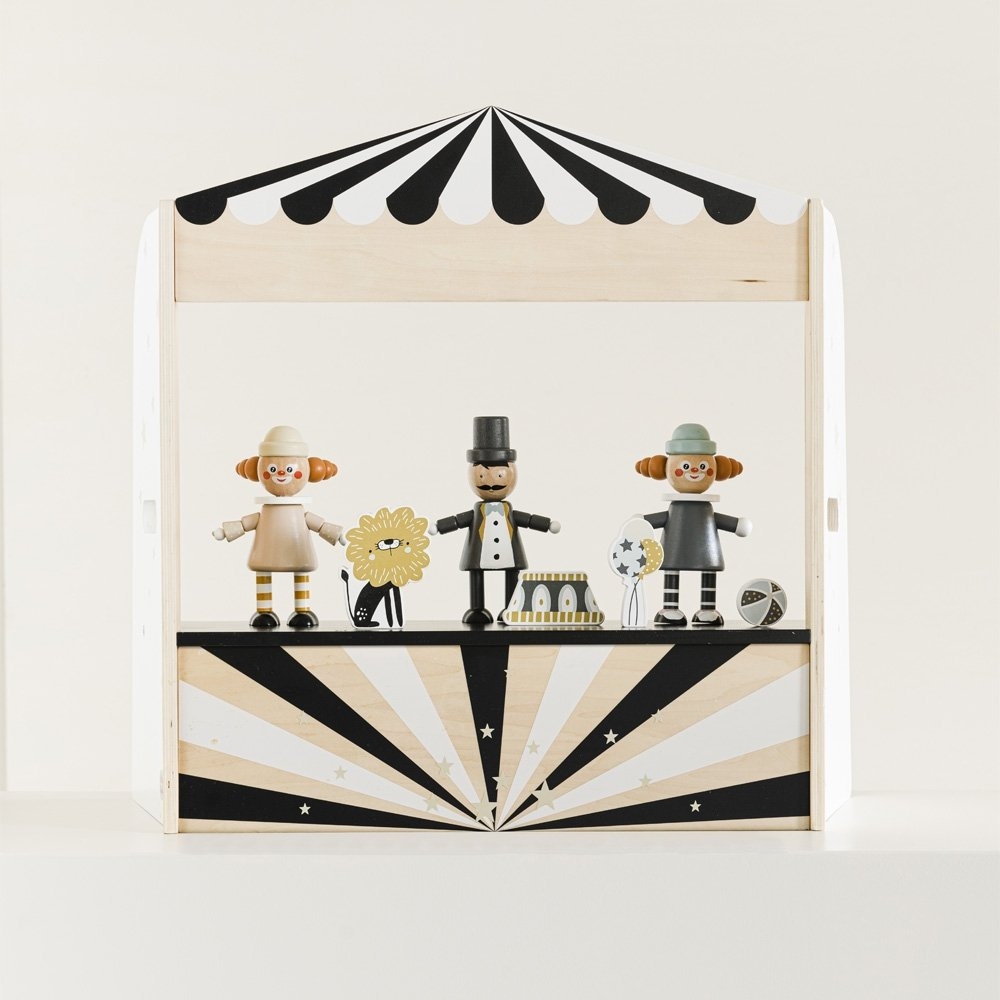 Puppentheater aus Holz | Zirkus «Theater du Soleil» | Inkl. 7-teiligem Zubehör