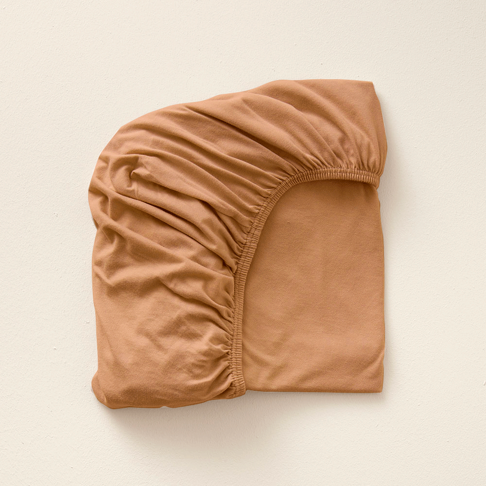 Jersey Spannbettlaken aus Bio-Baumwoll| 75x95 cm | Kamel