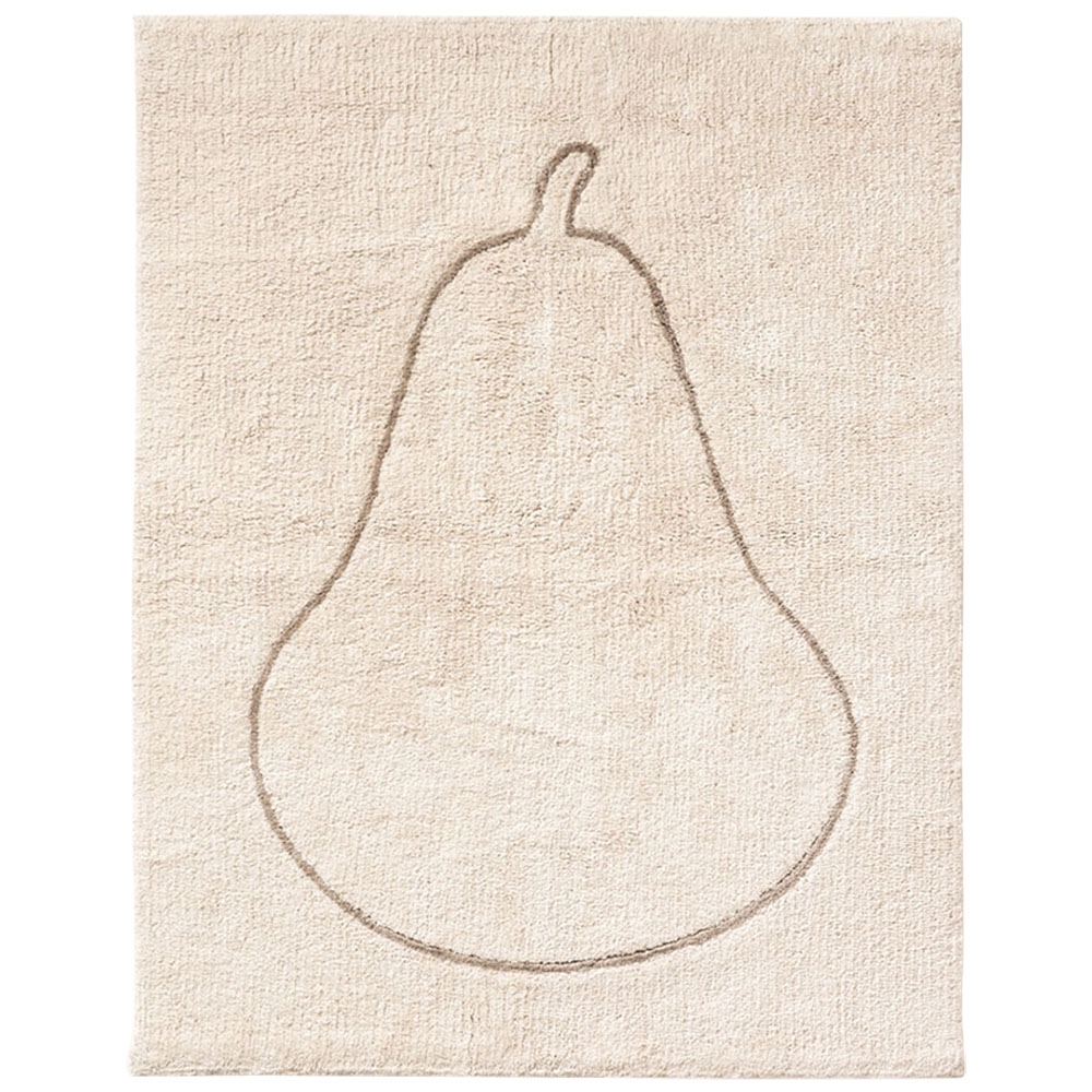 Waschbarer Kinderzimmer-Teppich Birne «Poire» | Baumwolle 100x130 CM | Beige