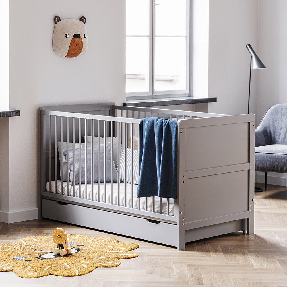 Mitwachsendes Babybett «Laurent» | 70x140 cm | Grau