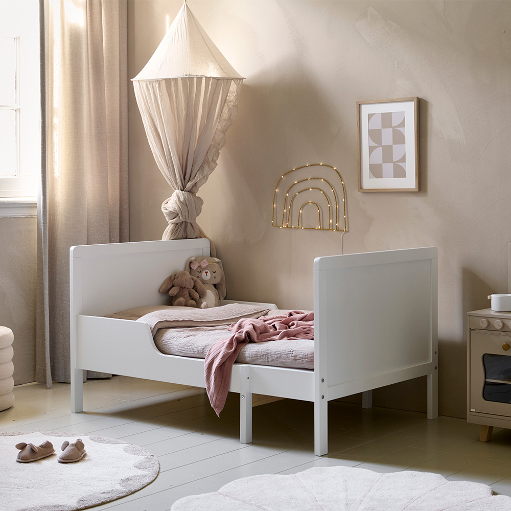 MITWACHSENDES KINDERBETT INKL. LATTENROST «BRUME» | 80 X 140-200 CM | WEISS
