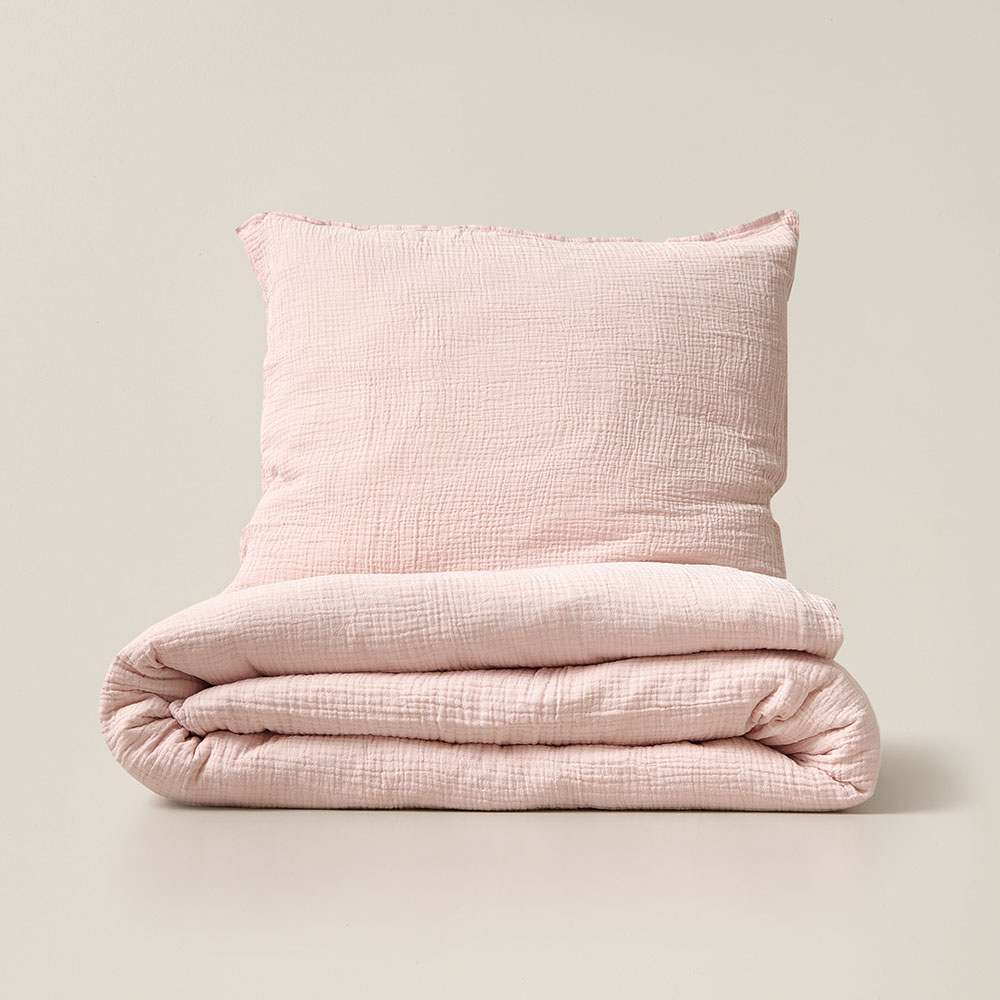 Musselin Bettwäsche Set | Rosa | 120 x 150 cm