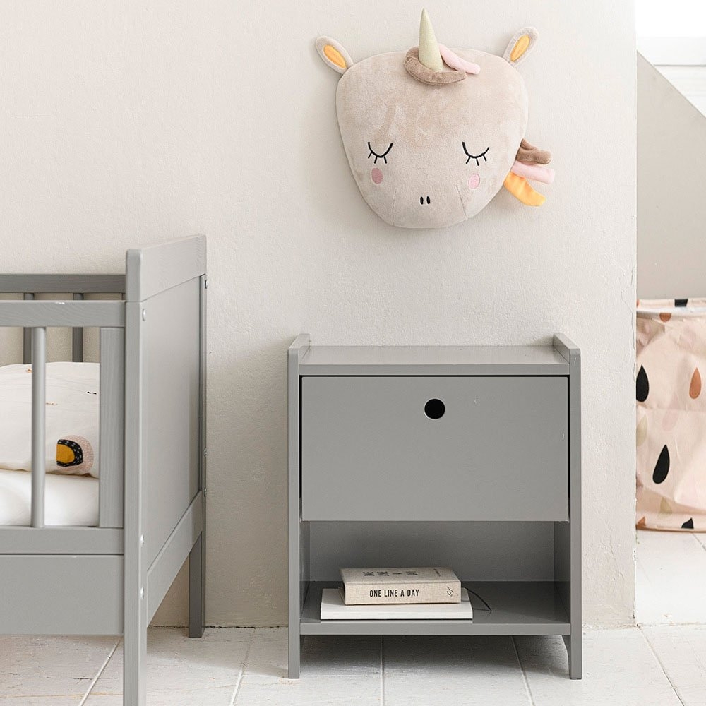 Kindernachttisch «PLUME» mit Schublade | Grau