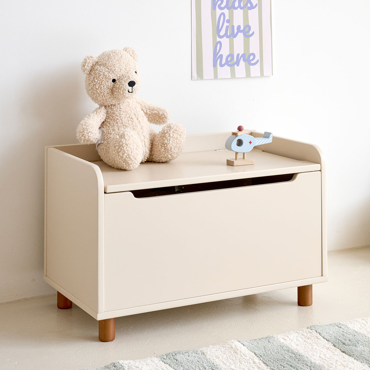 Spielzeugkiste lune Beige mit deckel Holz ✔️ Petite Amélie