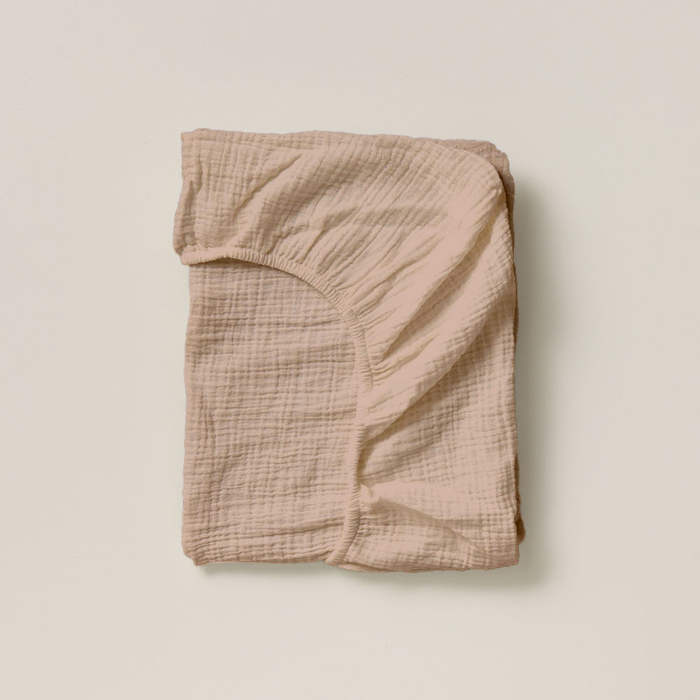 SPANNBETTLAKEN | 60 x 120 CM | MUSSELIN BAUMWOLLE | ALTROSA