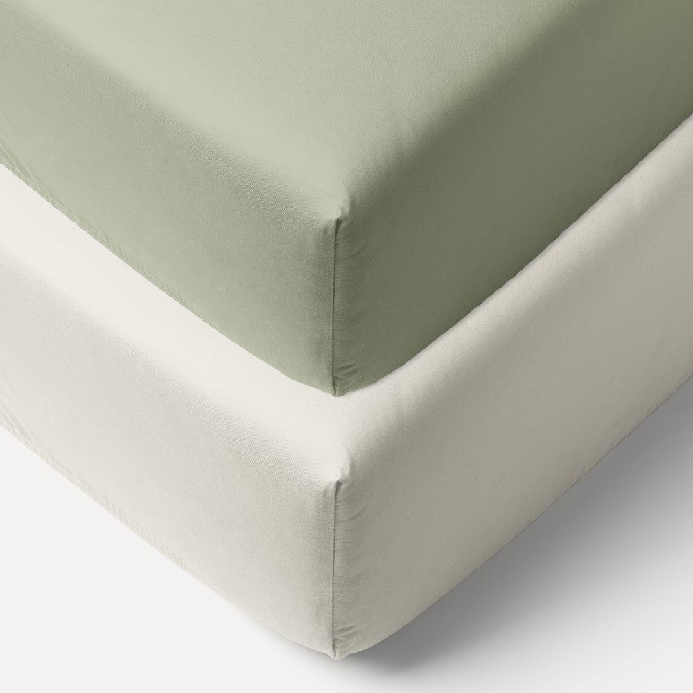 2ER-PACK JERSEY SPANNBETTLAKEN AUS BIO-BAUMWOLLE 40/45 X 90 CM | WEIß UND OLIVGRÜN