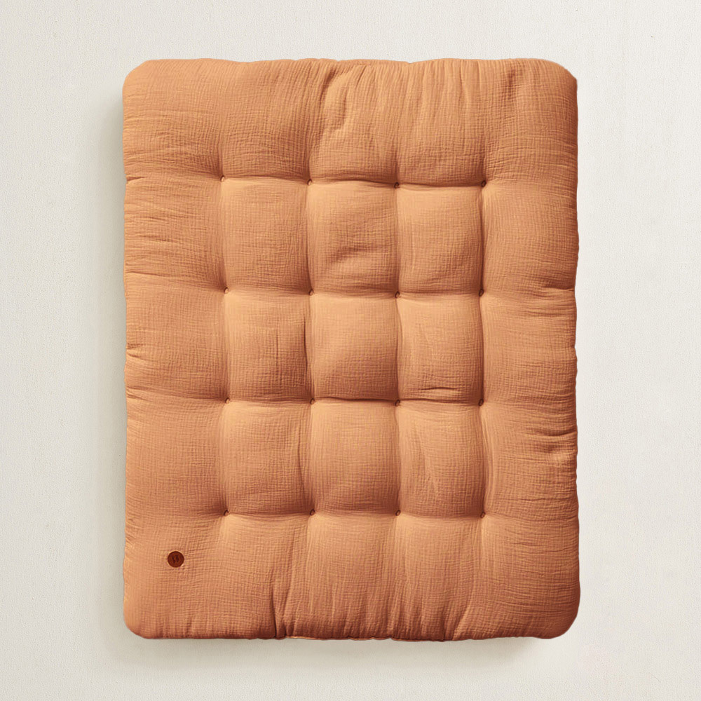 BABYSPIELMATTE «BISCUIT» 85x110 cm | BIO-MUSLIN-BAUMWOLLE |KAMEL 