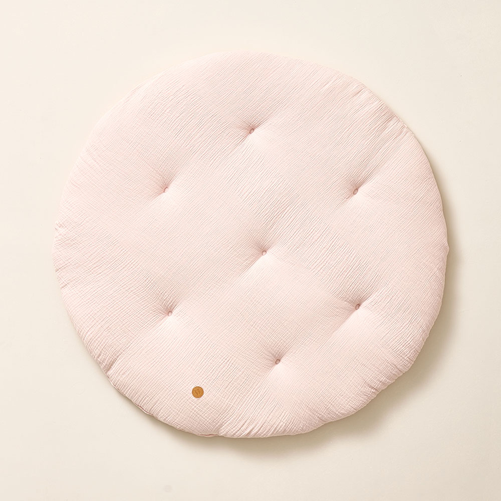 SPIELMATTE RUND Ø100 CM| MUSSELIN BAUMWOLLE | ROSA