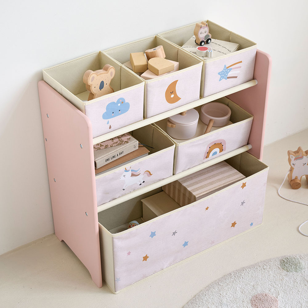 Spielzeugregal «Lara» mit Boxen in Rosa ✔️ Petite Amélie