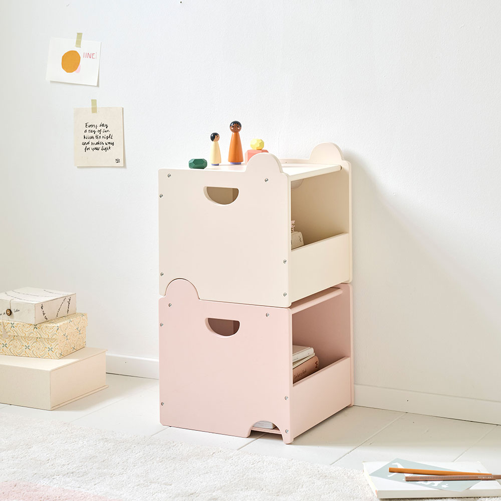 Set aus 2 Holz Spielzeugkisten rosa/beige ✔️ Petite Amélie