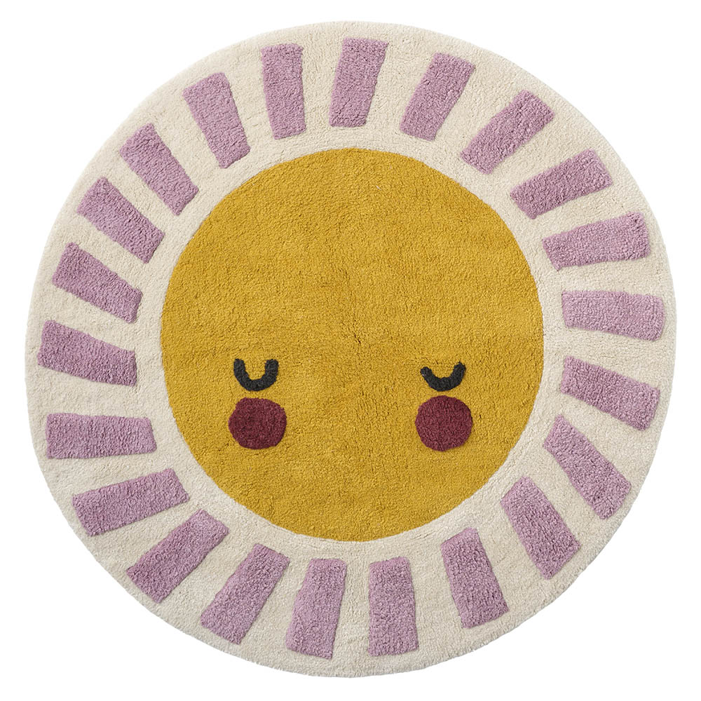Waschbarer Kinderteppich | Rund Ø110 cm | Sonne
