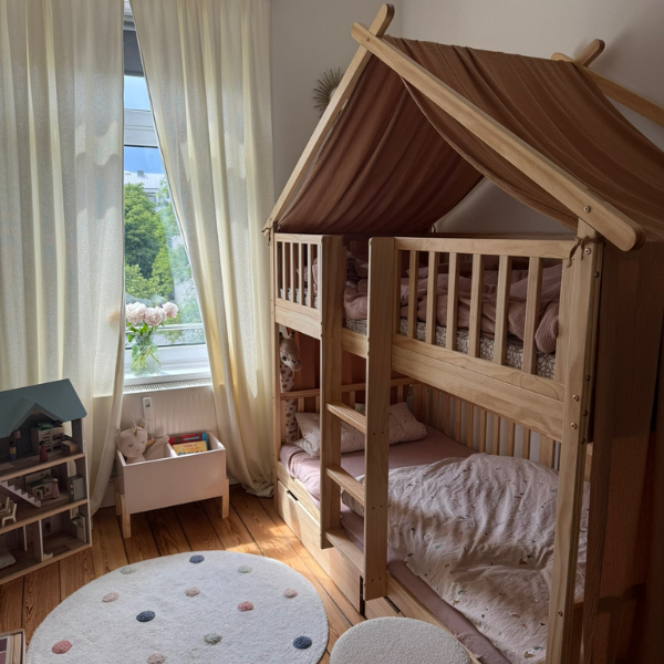 Hausbett Hochbett aus Holz «Maison» | 90 x 200 cm | Natur